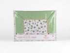 Completo letto DRIMIA PARTY con fantasia geometrica azzurra, verde acqua e grigia. Disponibile in diverse taglie.