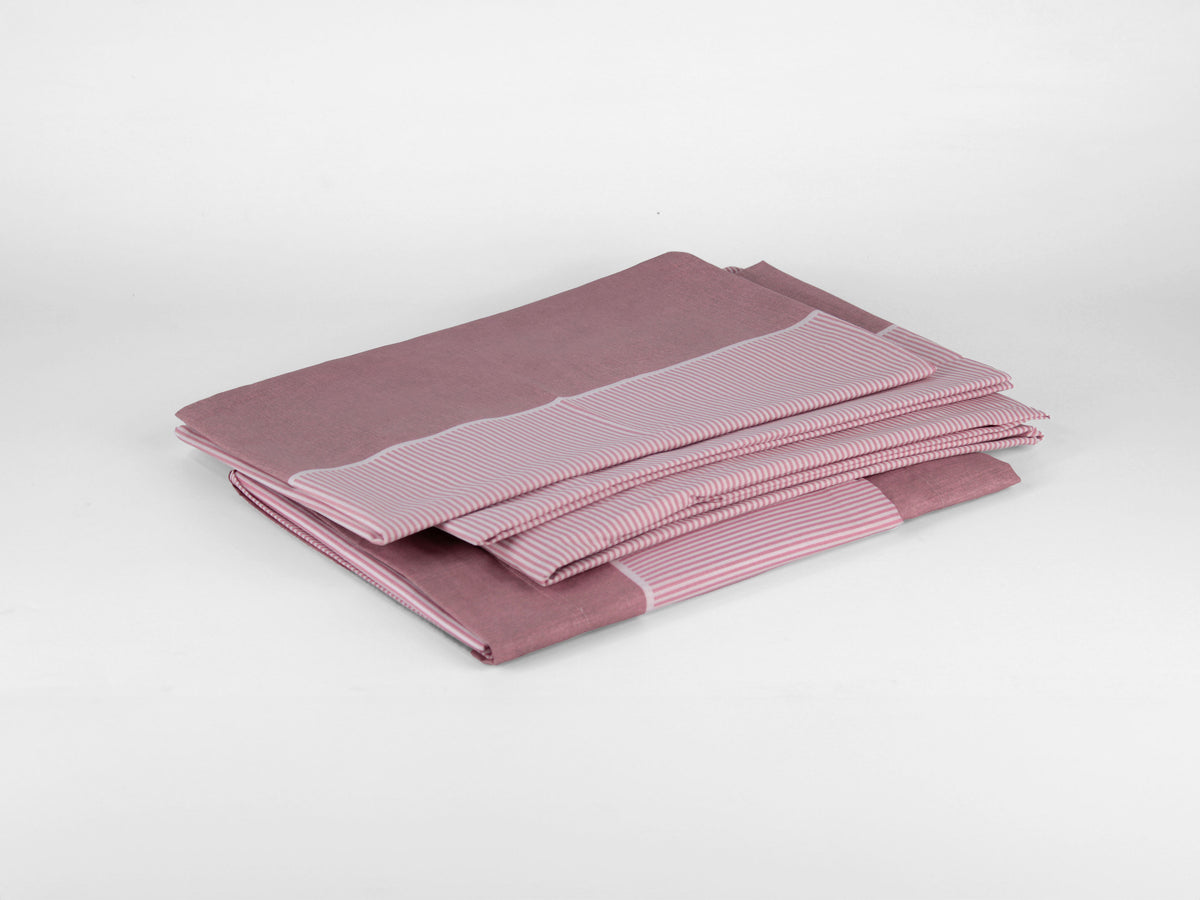 Completo letto DRIMIA da 1 piazza e mezza francese con fantasia a righe, disponibile in tortora, azzurro e rosa.