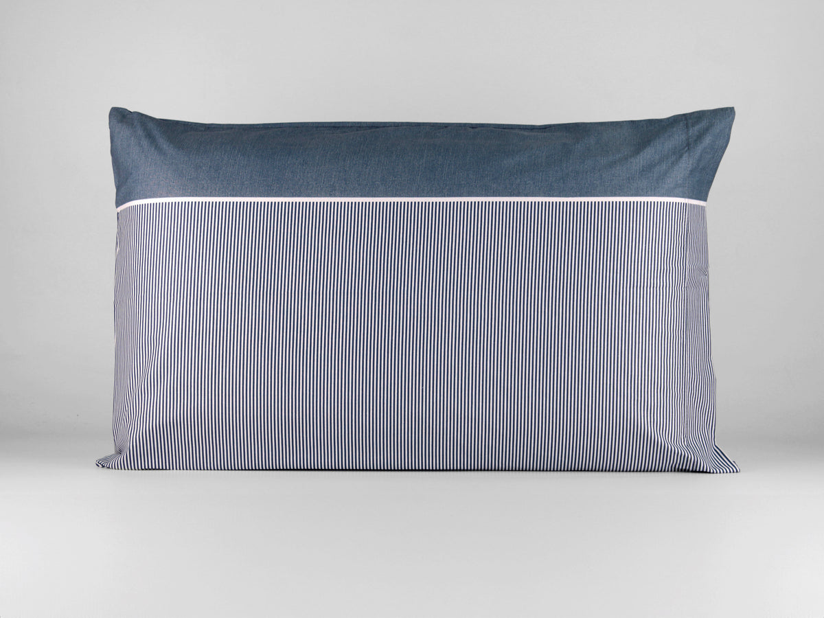 Completo letto DRIMIA da 1 piazza e mezza francese con fantasia a righe, disponibile in tortora, azzurro e rosa.