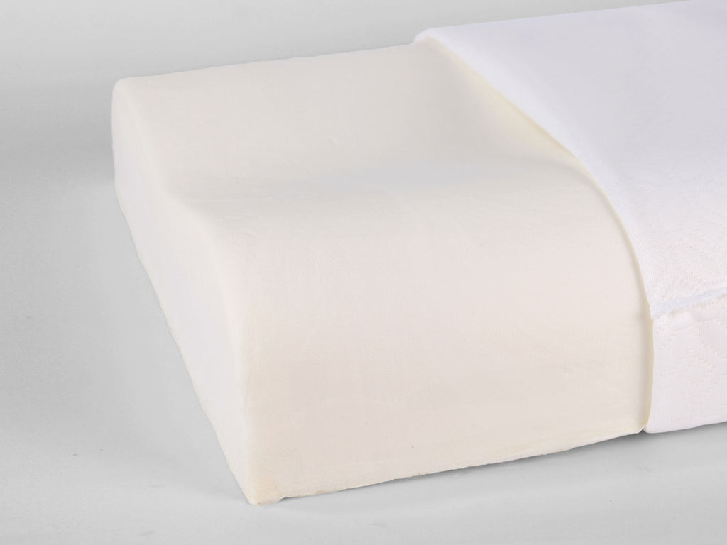 Guanciale NALEA in memory cervicale disponibile come omaggio promozionale. Profilo ergonomico a doppia altezza e struttura traspirante.