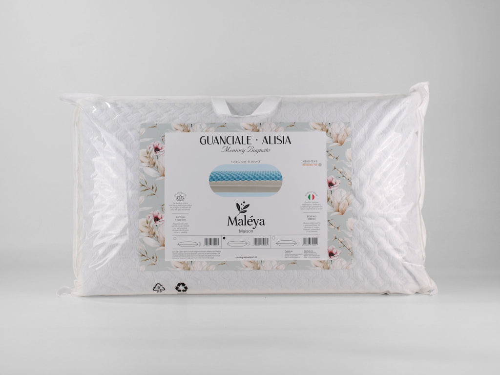 Guanciale ALISIA bianco in memory bugnato con struttura alveolare traspirante.