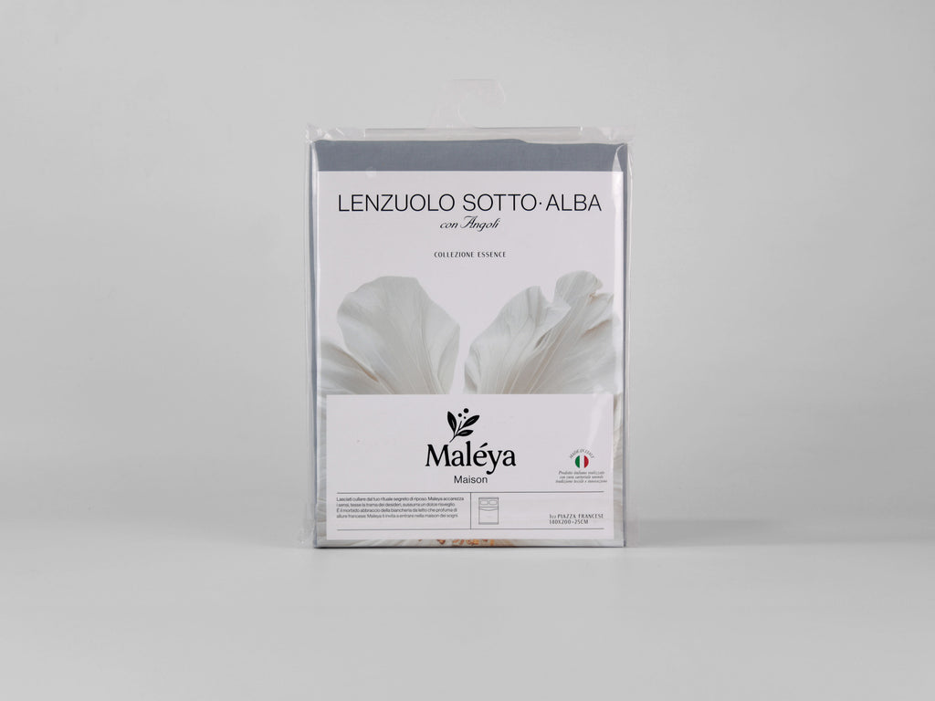 Lenzuolo sotto ALBA per letto francese 140×200 cm con angoli da 25 cm, colore polvere.