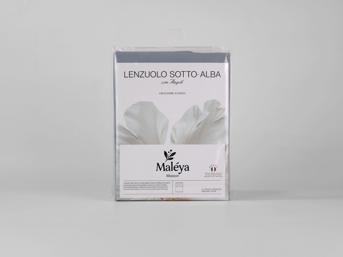 Lenzuolo sotto ALBA per letto francese 140×200 cm con angoli da 25 cm, colore polvere.
