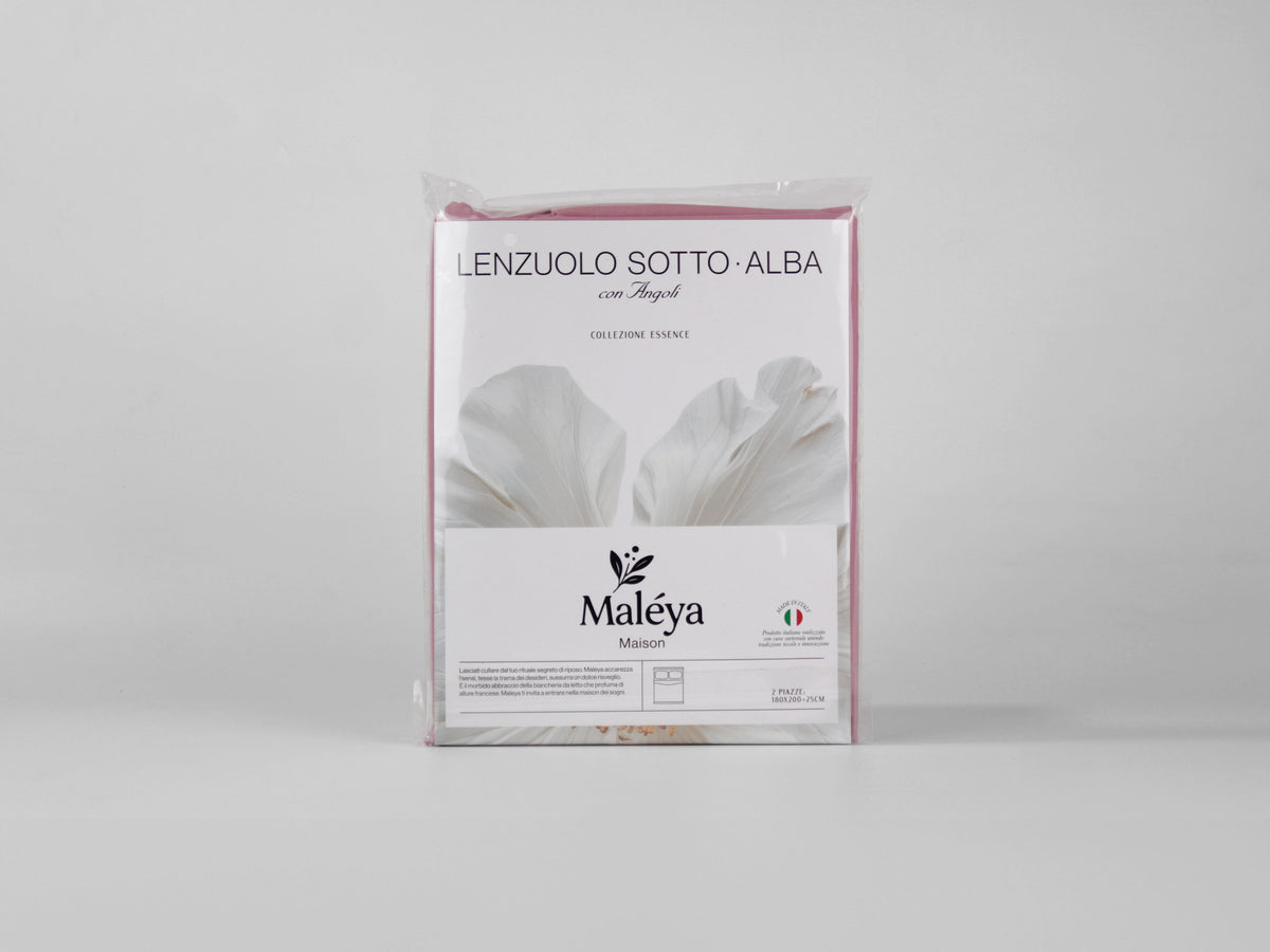 Lenzuolo sotto matrimoniale ALBA 180×200 cm con angoli da 25 cm, colore rosa.